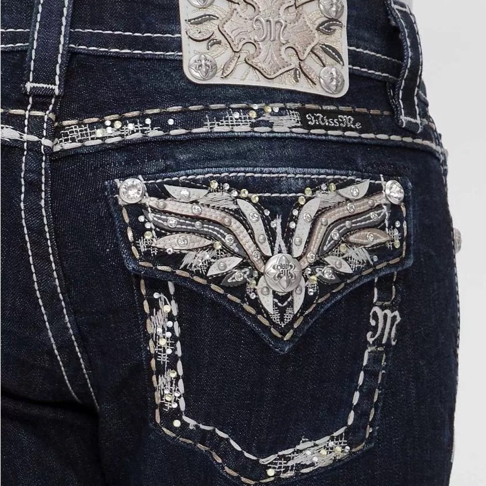 MISS ME LOW RISE BOOT CUT BLING FASHION JEANS